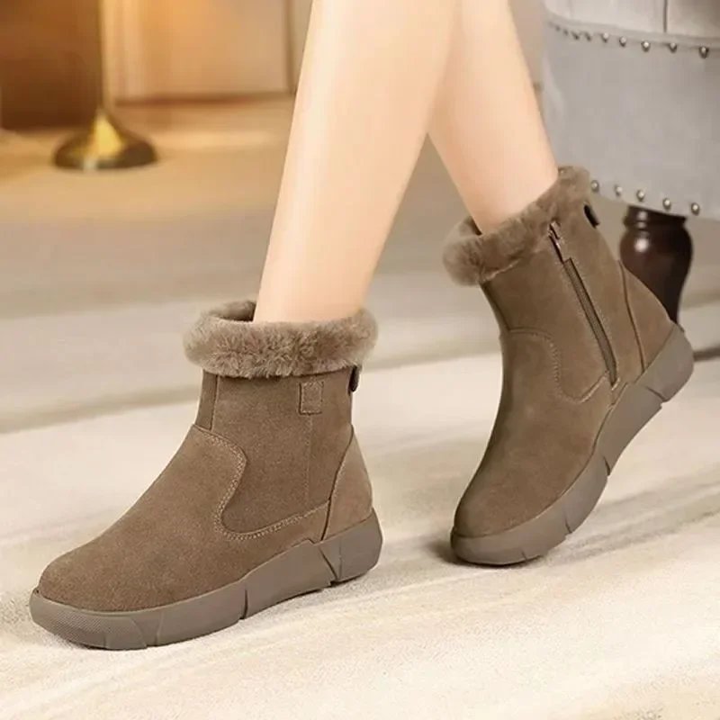 

Women's Shoes 2023 Fashion Short Plush Women's Boots Hot Sale Side Zipp Daily Boots Women New Round Toe Keep Warm Ankle Boots