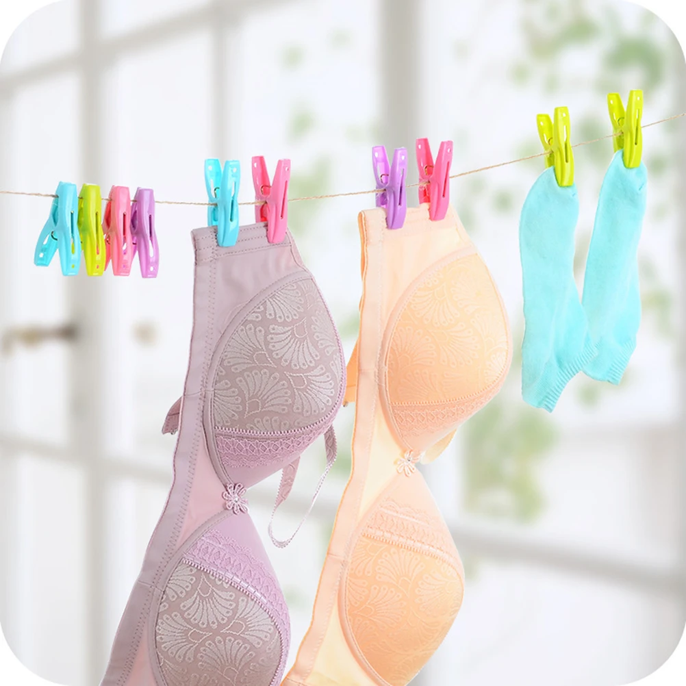 

30pcs Sturdy Clothespin Plastic Clips With Basket Pp Material Windproof Laundry Clothes Clips For Bathroom Kitchen