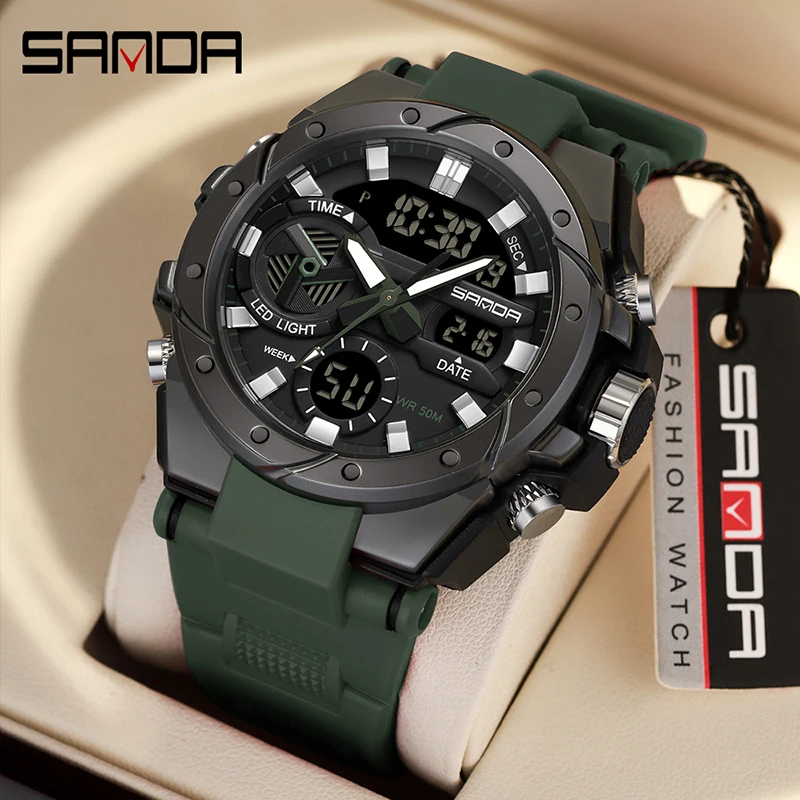 SANDA Luxury Electronics Watch Men Sport Alarm Clock Waterproof Stopwatch Chronograph Men\'s Wristwatches Quartz Digital Watches