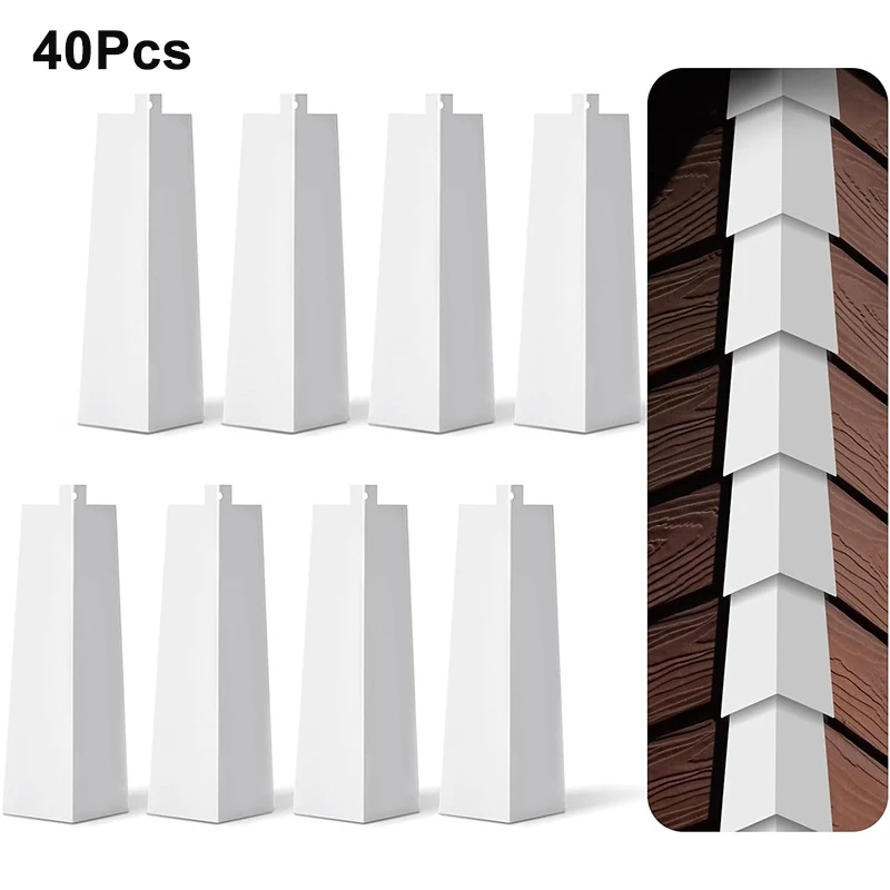 40 Pcs Aluminum Siding Corners Outside White Corner Caps Smooth Siding Trim Metal Nails Included for Mobile Home House Exterior