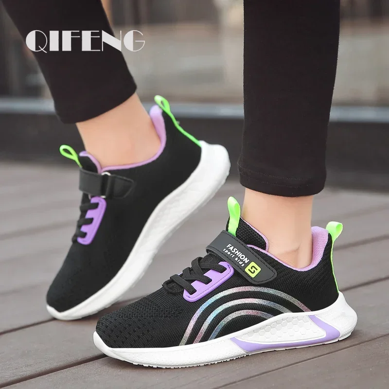 Cute Girls Casual Shoes White Mesh Sneakers Student Kids Summer Sock Footwear Fashion Children Sport Shoes Tenis Running Autumn