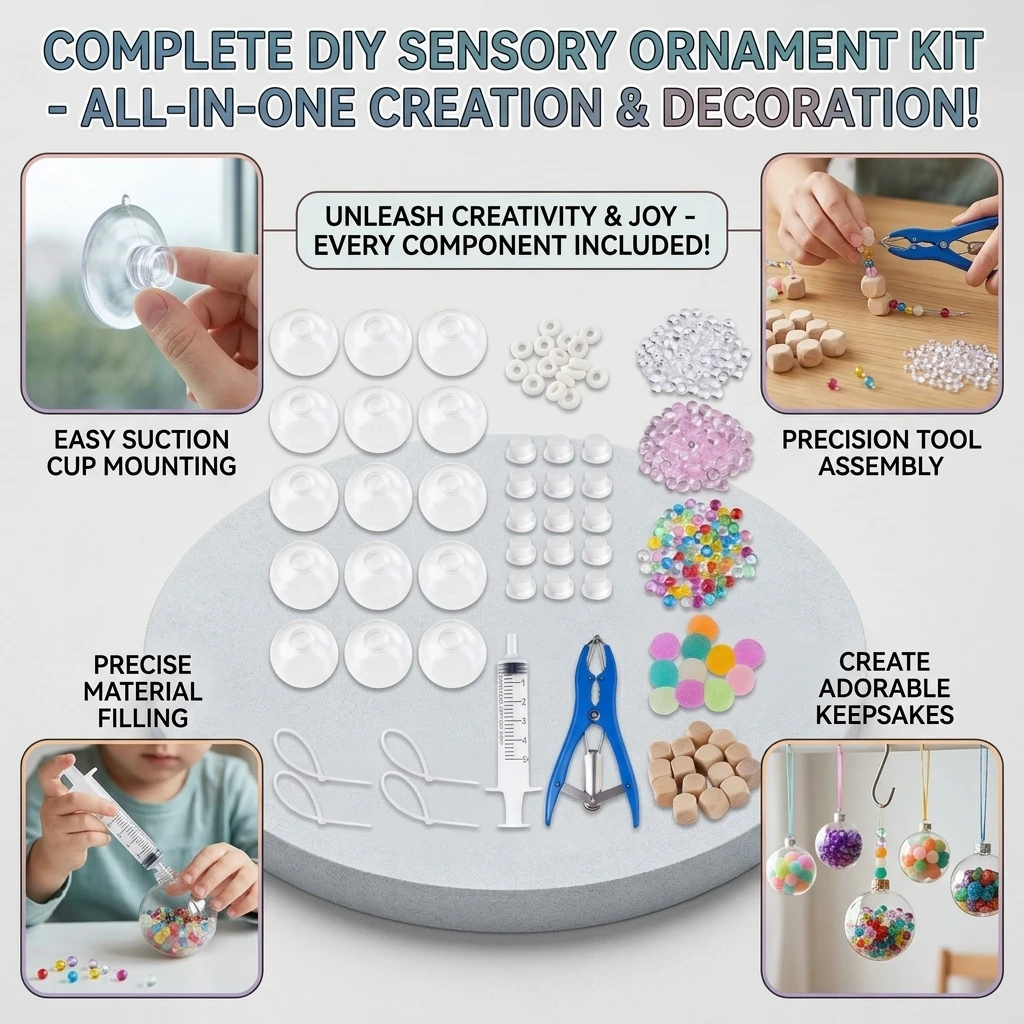 DIY Vacuum Squeeze Ball Stress Relief Kit Blank Ball Skins with Lids Filling Accessories Foam Beads Glitter Slow Rebound Toys