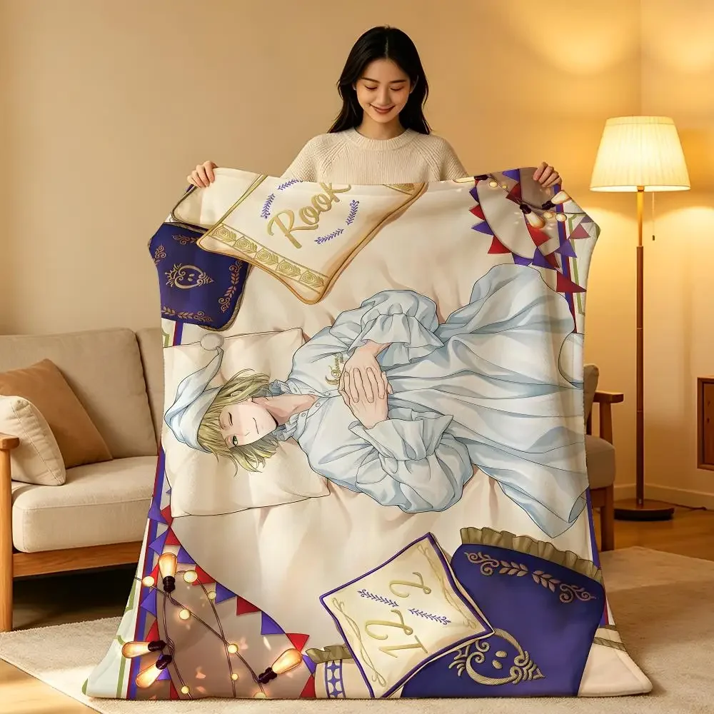 Game T-Twisted Wonderland Rook Anime Fantasy Retro Throw Soft Warm Flannel Blanket Lightweight for Sofa Bed Couch Travel Adults