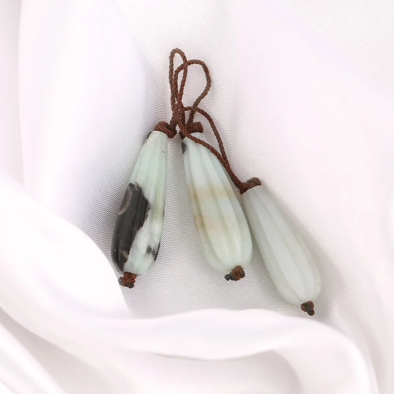 

3pcs Natural Stone Amazonite Earrings Beads - Fashion Jewelry Hand carved beads pendants jewelry making Gemstone Beads