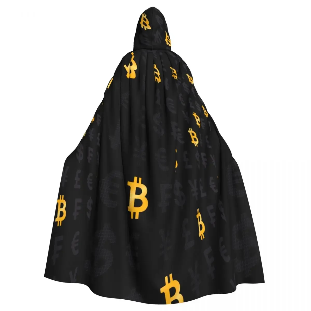 Cosplay Middeleeuwse Kostuums Vintage Bitcoin Logo Patroon Capuchon Lange Gewaden Jassen Carnaval