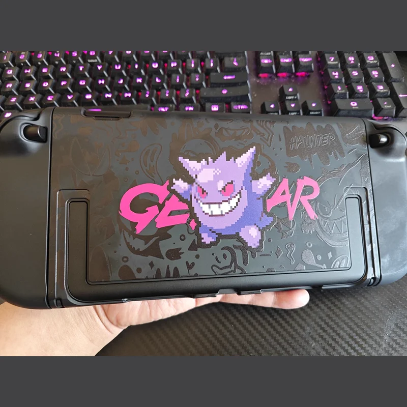 Anime Pokemon Gengar Holder Case For Nitendo Switch 2 Cartoon Removable Handle Holder Protective Cover Grip Cap Game Accessories