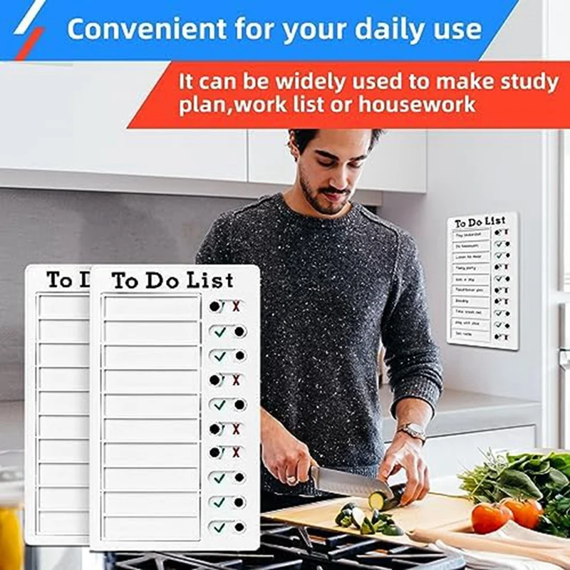 AUAU-Chore Chart Check List Task Board With Slider Daily To Do List Board Reminder Board Detachable Reusable Chores Chart