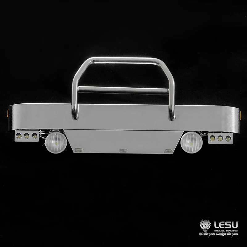 LESU Metal Front Bumper with Lights for 1/14 RC TAMIYA King Hauler Grand Hauler Tractor Truck DIY Model Car