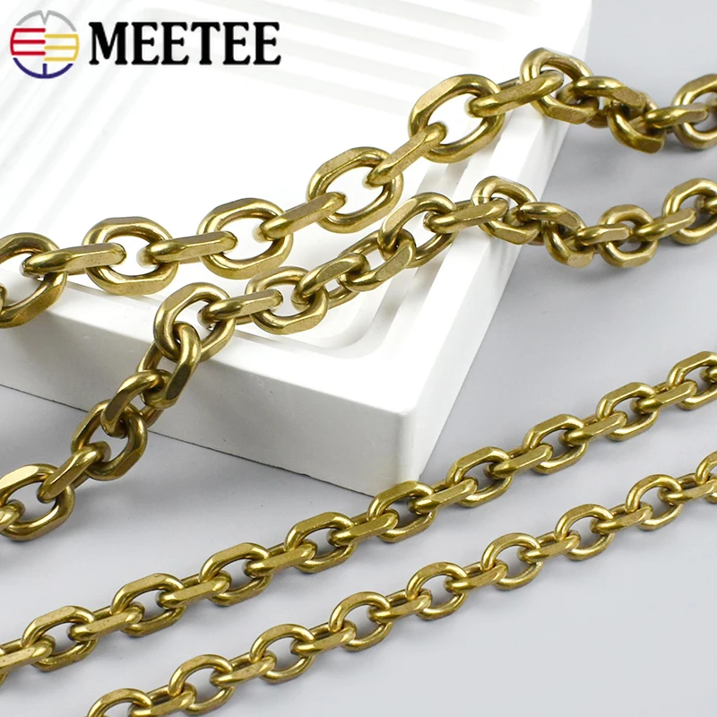 

50/100cm Solid Brass Metal Chains Bag Strap Jeans Pants Wallet Handbag Decor Chains Belt Sling Connect Band Hardware Accessories