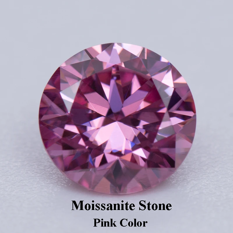 

Moissanite Stone Pink Color Round Cut Lab Lab Growth Diamond Test Passed Gemstone for Jewelry Making with GRA Certificate