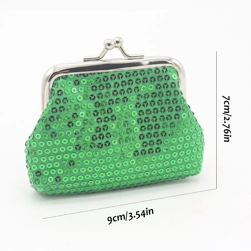 Elegant Card Holder Sequin Coin Purse Money Bag Kiss Clasp Lock Small Purse Bag Keyring Handbag Clutch Lipstick Bag Male
