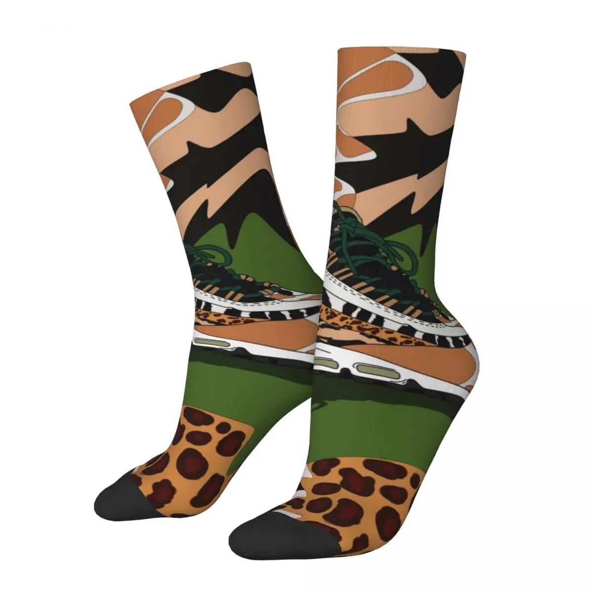 

Hip Hop Retro Leopard Shoe Crazy Men's compression Socks Unisex Collection Of Shoe Drawings Printed Novelty Happy Crew Sock