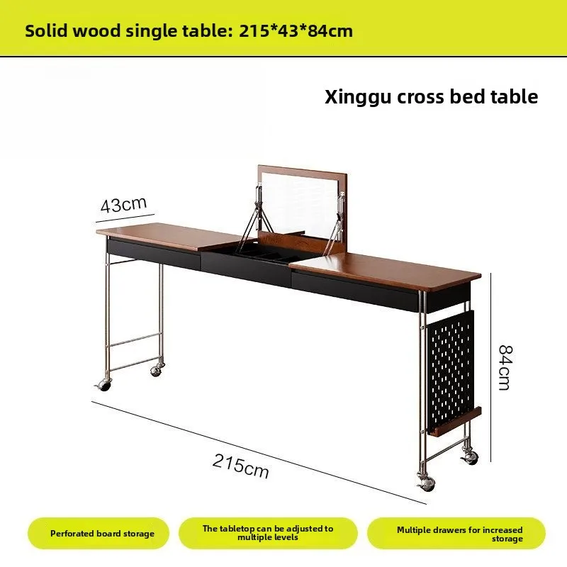 Household small apartment bedroom makeup table removable cross bed table desk