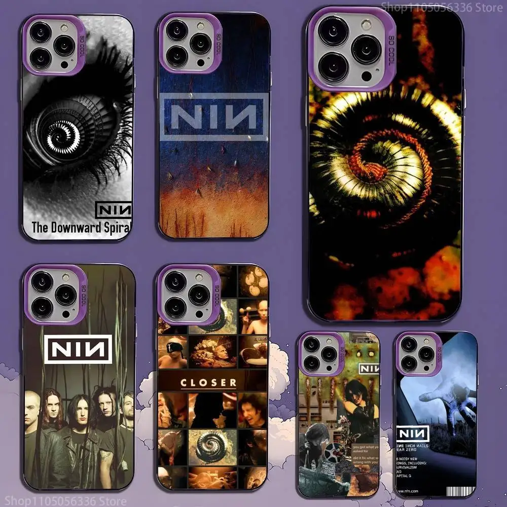 N-Nine I-Inch Nails NIN  Phone Case For iPhone 16,15,14,13,12,11,Mini,Pro,SE,MAX,plus,Purple Matte Silicone Cover