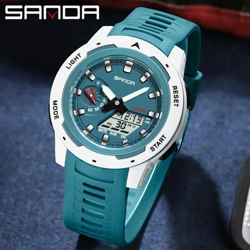 SANDA G style Men Quartz Watch Calendar Timer Alarm Multifunctional Clock Waterproof Military LED Digital Electronic Men's Watch