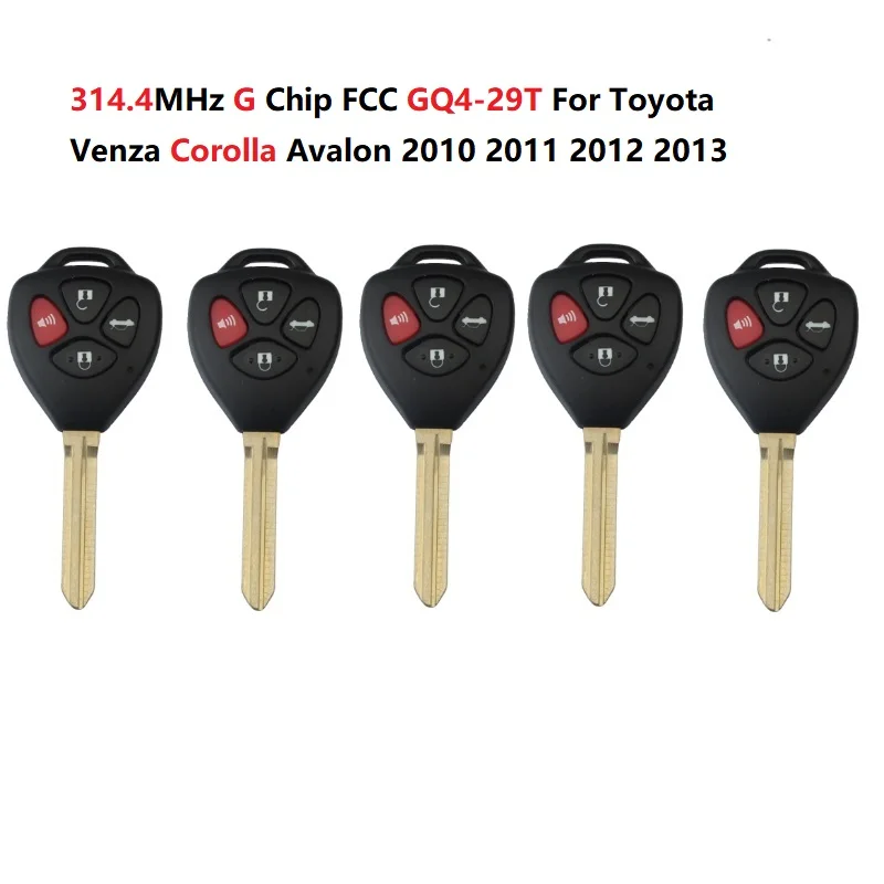 

CN007113 5 Pcs 314.4MHz G Chip FCC GQ4-29T For Toyota Venza Corolla Avalon 2010-2013 Remote Control Car Key Fob 4 Buttons