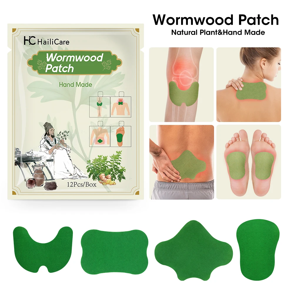 12pcs/bag Wormwood Pain Relieving Sticker Health-Care Plast For Relieving Pain Knee Joint Lumbar Vertebrae Cervical Patch Unisex