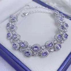 Best Seller ZECAA Fine Jewelry Tanzanite Bracelet For Woman With Natural Tanzanite Gemstone 3*4mm For Party Banquet Wedding