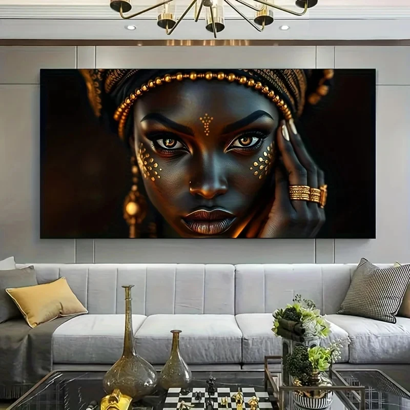 

Большая черно-золотая картина с африканской женщиной, алмазная вышивка 5D, мозаика, декор для дома