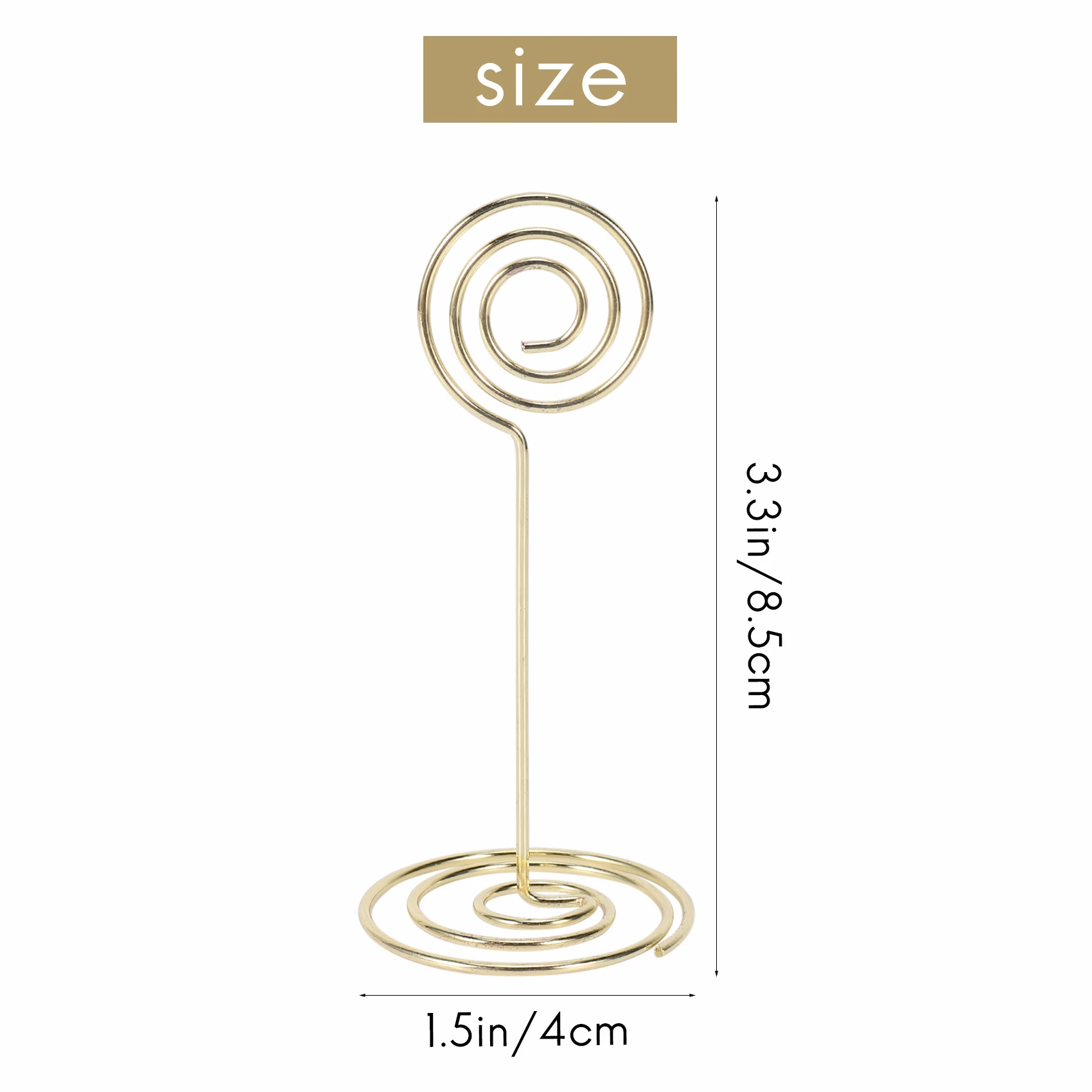 12 Pack Table Number Card Holders Photo Holder Stands Place Paper Menu Clips, Circle Shape (Gold)