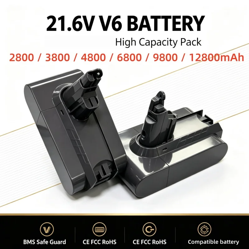 2800mAh‑12800mAh Rechargeable V6 Battery Pack Compatible With SV09 SV10 SV11 Handheld Vacuum Cleaner