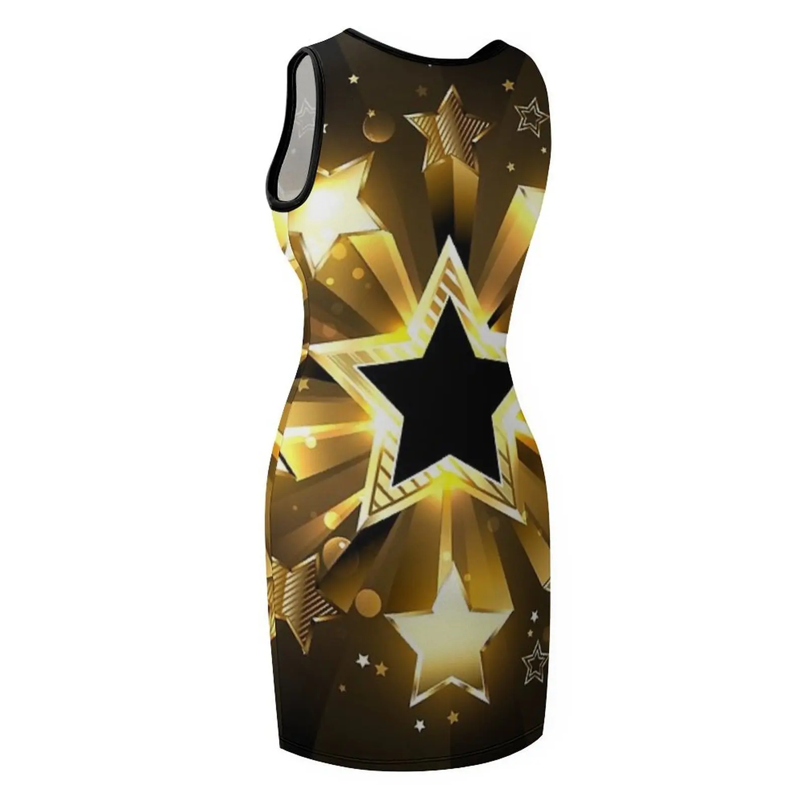 L'esplosione stellare con stelle dorate Abito prendisole senza maniche per donna, abiti da spiaggia per donna, abbigliamento da donna, abiti da ballo