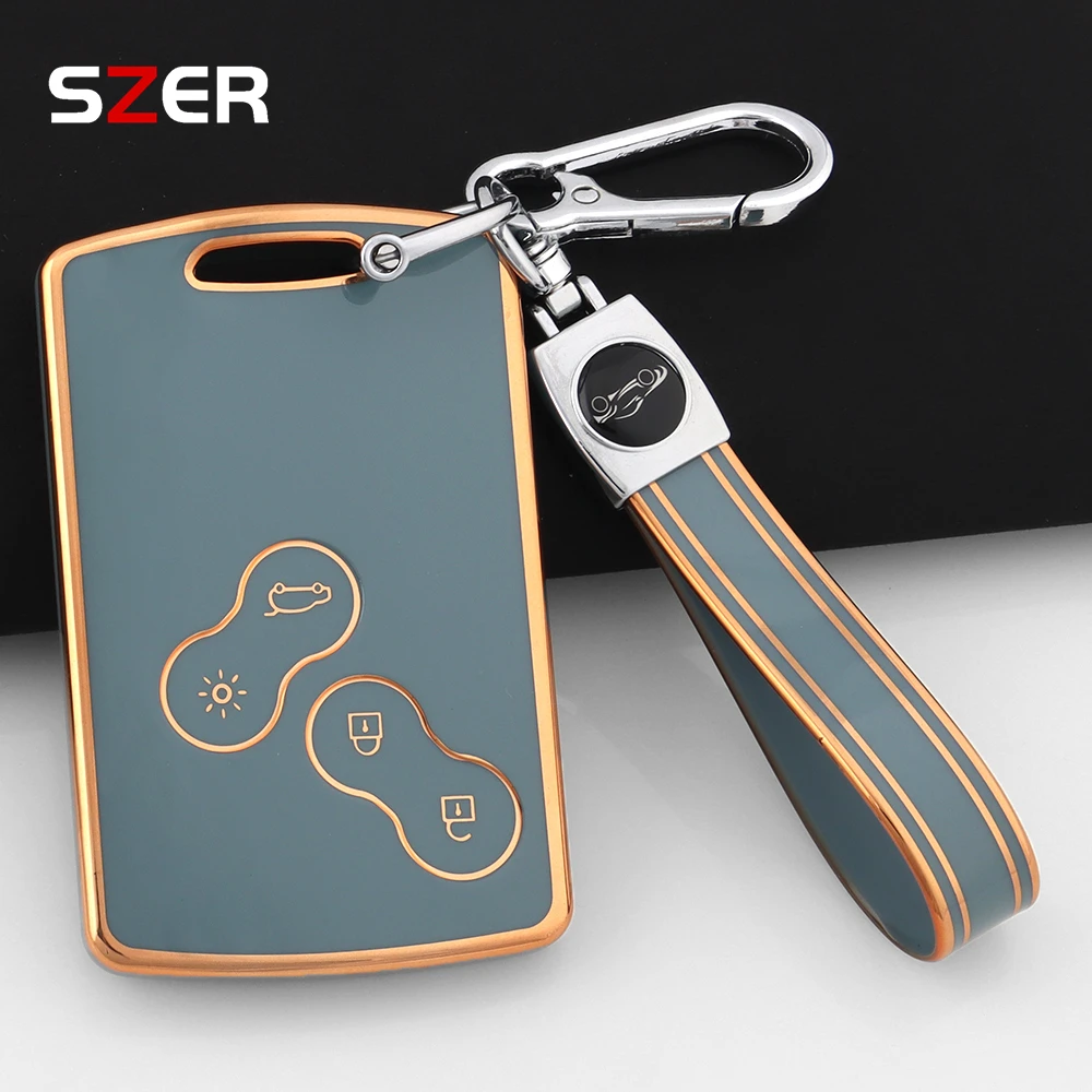 Fashion TPU Car Smart Key Case Cover For Renault Clio Laguna Koleos Megane Fluence Zoe Scenic Captur Card Protected Keychain Fob
