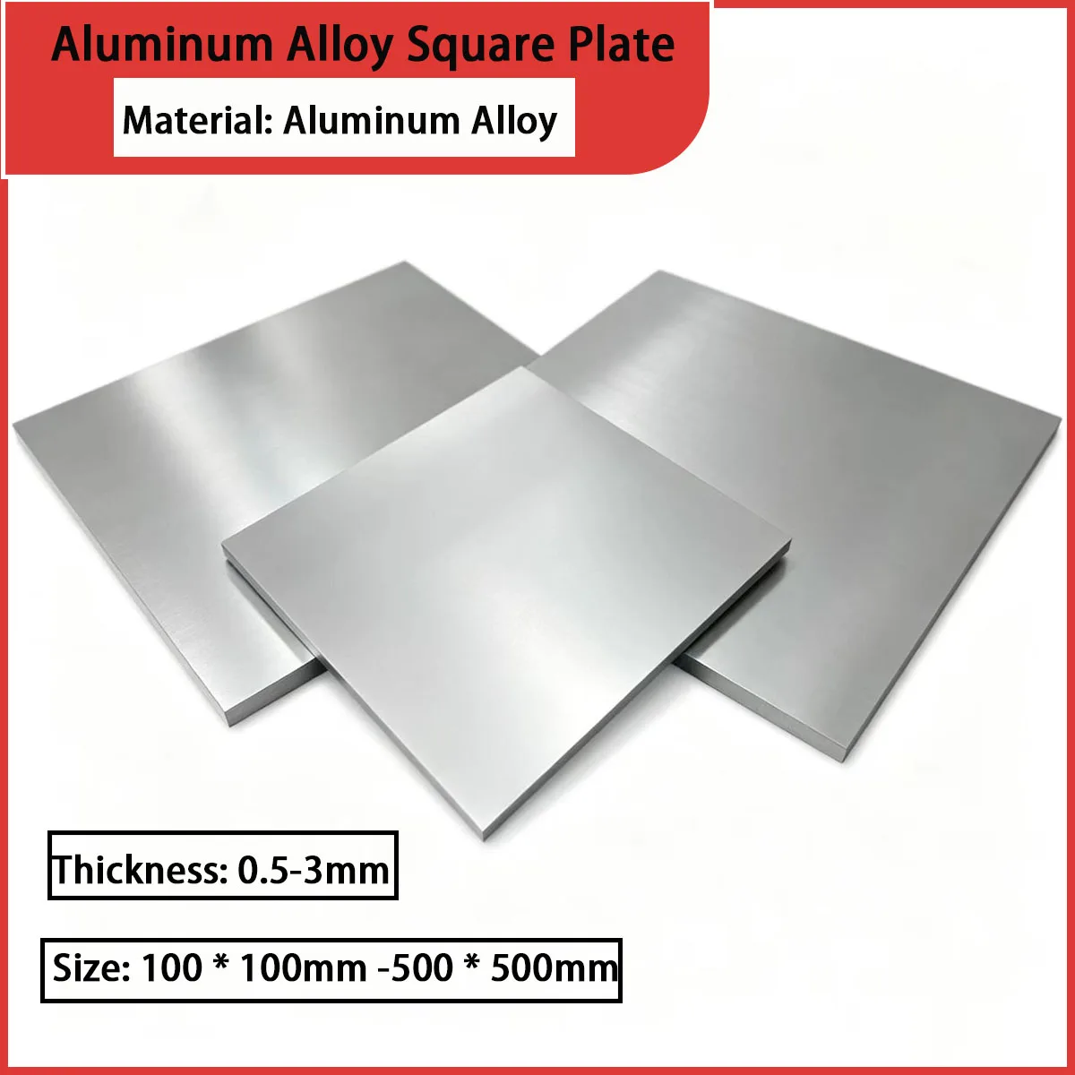 Aluminum alloy square plate with a thickness of 0.5-3mm is used for mechanical pads, decorative panels, equipment casings, etc