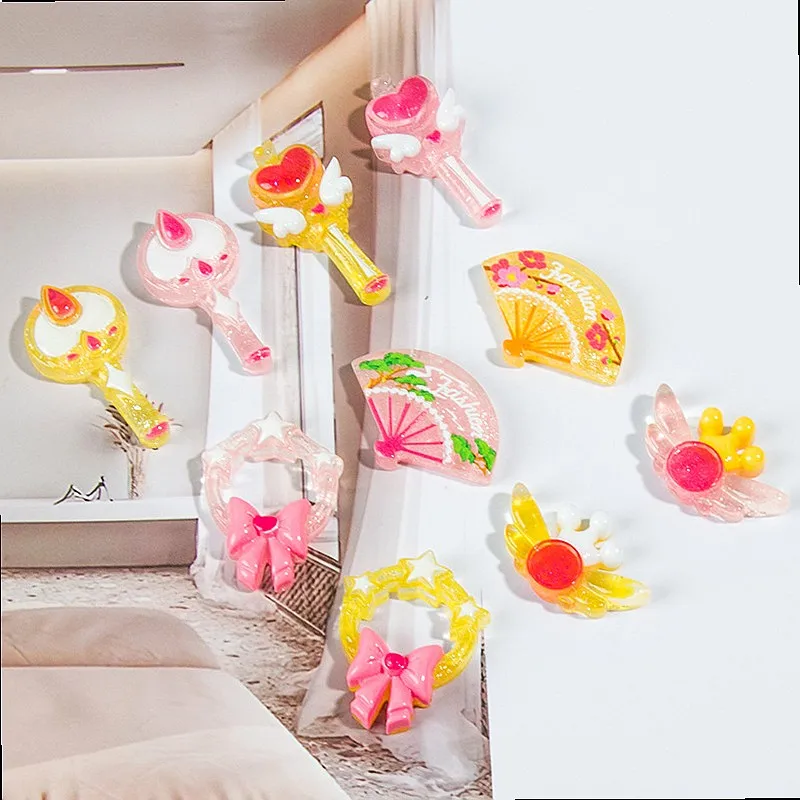 100pcs Kawaii Magic Stick Resin Flatback Cabochon DIY Phone Case Hairpin Keychain Earrings Scrapbook Decor
