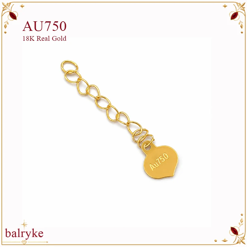 AU750 Real 18K Gold Jewelry Extension Chain Adjustable Necklace Bracelet Anklet Extender Tail Chain for Women DIY Accessories