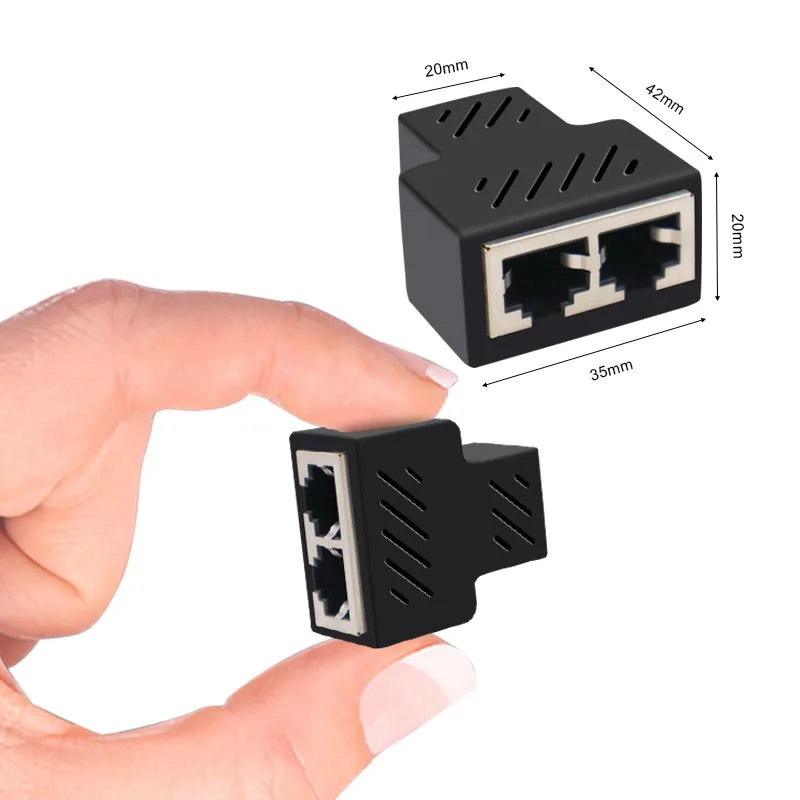 2PCS RJ45 Splitter Network Adapter Connector Split Extension Extender LAN Network Double Cable Ethernet Connector Port