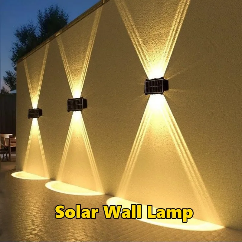 LED Solar Wall Lamp Outdoor Waterproof Up And Down Luminous Lighting House Decor Lights for Exterior Porch Balcony Garden Street