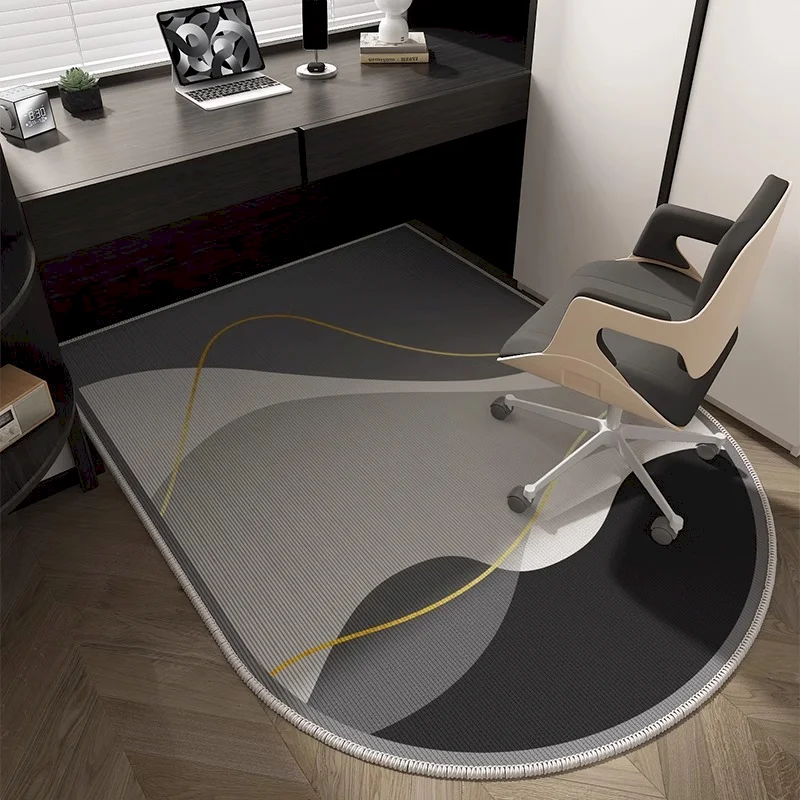 VIKAMA Geometric Half Circle Gaming Chair Carpet Office Chair Foot Mat Anti Slip Acoustic Gray Minimalist Home Decoration