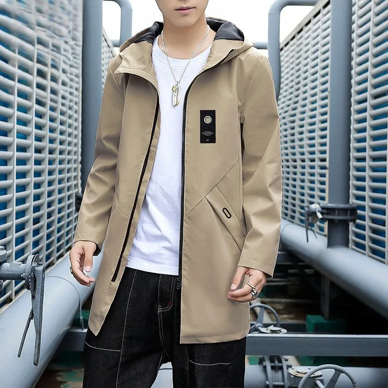 

Trench Coats Red Man Winter Suitable Mid-Long Vacation Man's Comfortable British Breathable Simple Pure Medium-Length Trendy Ins