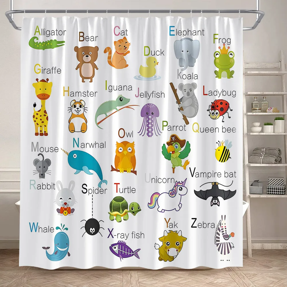 Periodic Table Shower Curtain Modern Fun Chemistry Elements For Students Home Decor Polyester Fabric Bathroom Curtain With Hooks