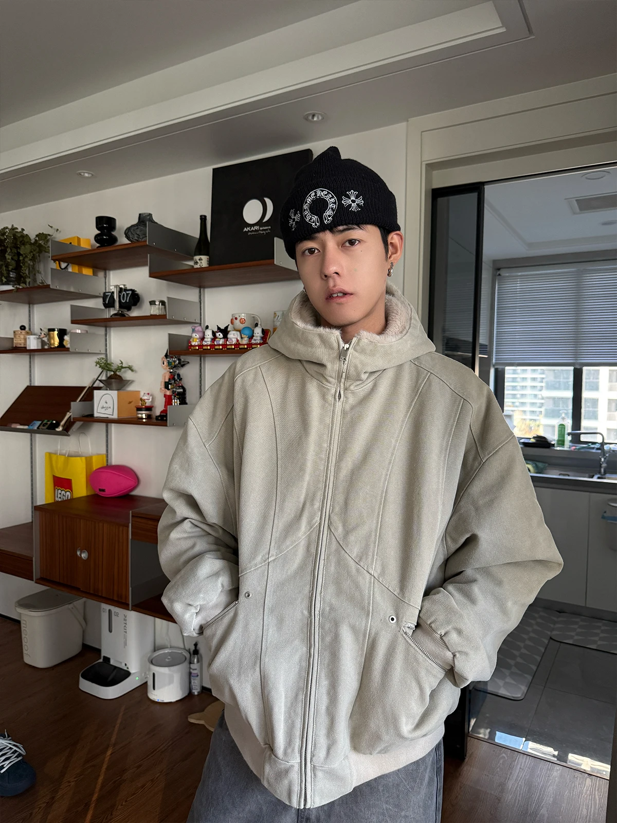 

Ретро-куртка в американском стиле из плотного хлопка с капюшоном, утепленная флисом, теплая хлопковая куртка для зимы, модная молодежная повседневная модель с длинными рукавами Z...