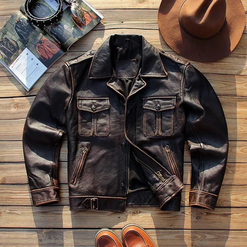 بدلة رجالية جلدية قصيرة ومجهزة #1