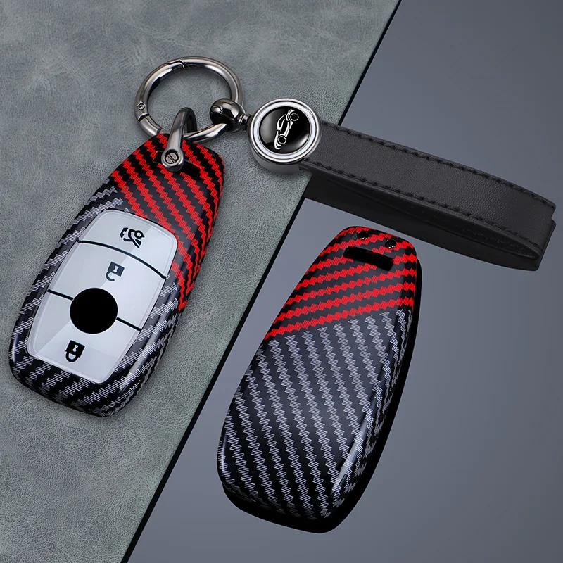 Car key protection cover key case for Mercedes Benz e300 c260 a200 c200 glc gls gla glb220 gle350 S-Class Carbon fiber pattern