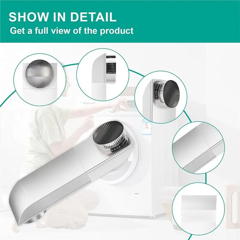 

N98R Adjustable Telescoping Dryer Vent Kit 4 Inch Stainless Steel Low Profile Duct Periscope