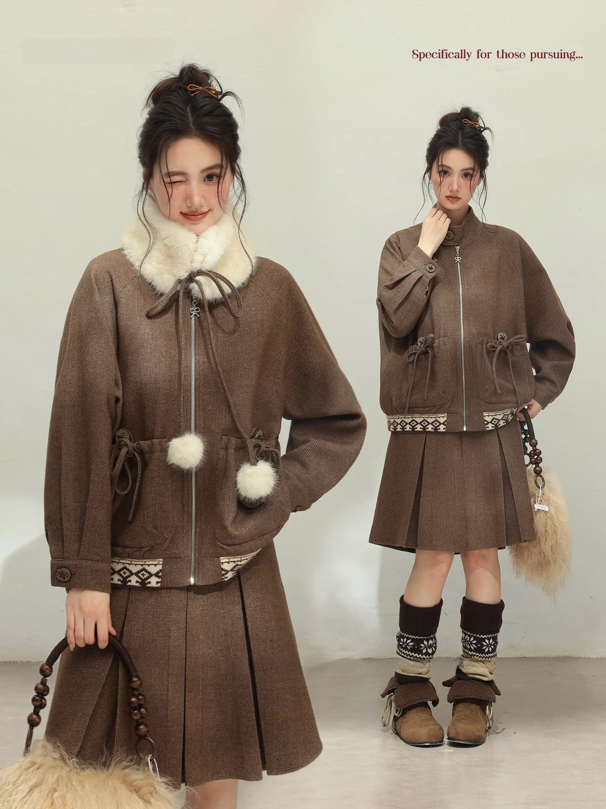 

Женское зимнее винтажное пальто Sli Large Size Cheese "Van Dyke Brown" с меховым воротником, повседневное, для поездок на работу