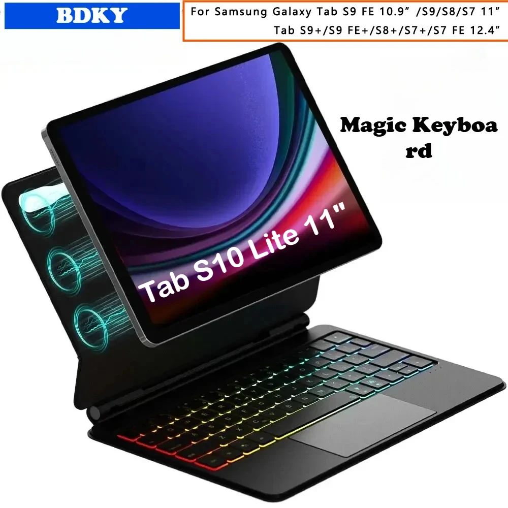 

Magic Keyboard Case for 2025 Samsung Tab S10 Lite FE S9 FE S8 S7 11" S10+/S9+/S9FE+/S8+/S7FE/S7+ 12.4'' Official Magnetic Cover