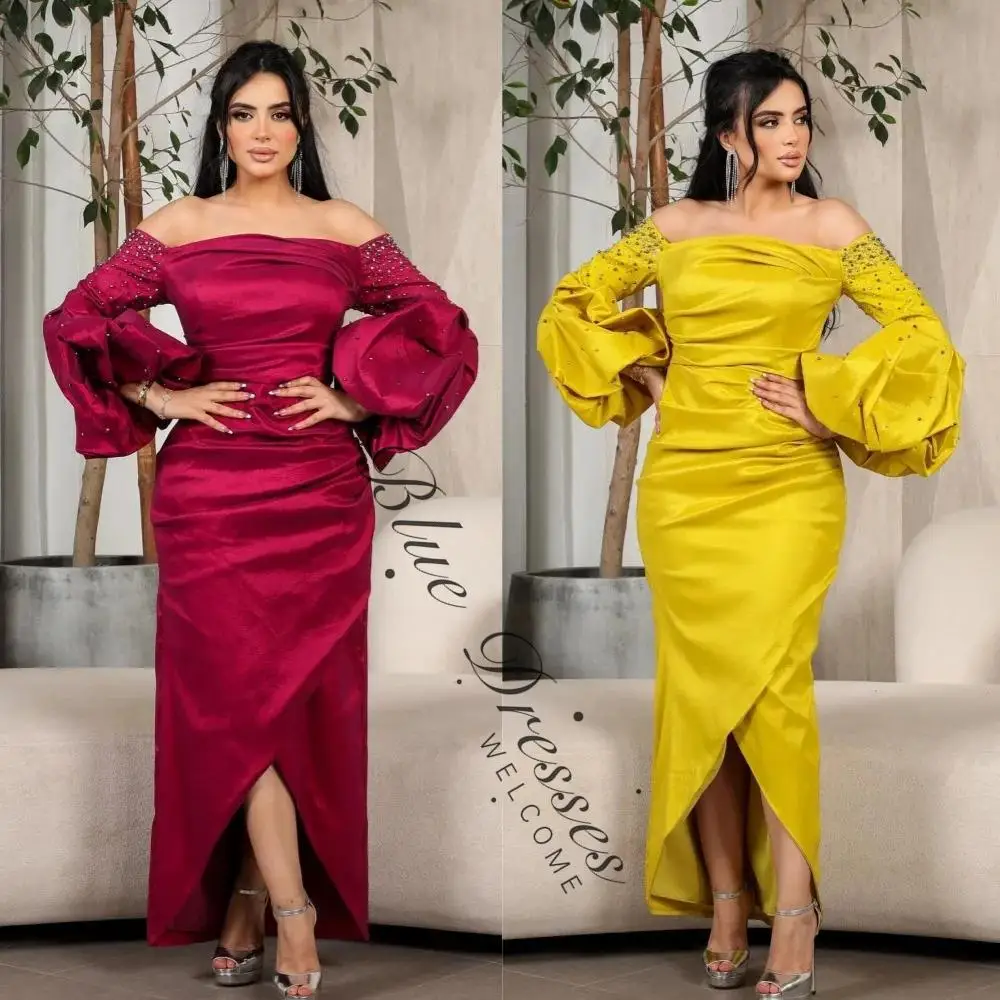 

customizedSequined Ruched A-line Off-the-shoulder Midi Dresses Homecoming Dresses Chinese Style Formal Casual Simpl