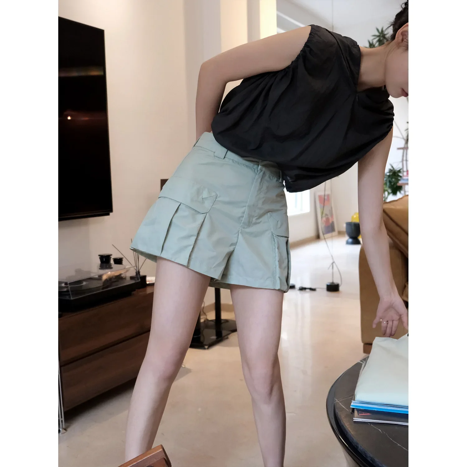 Verão novo japonês rua ferramentas grande bolso shorts soltos e finos shorts casuais femininos