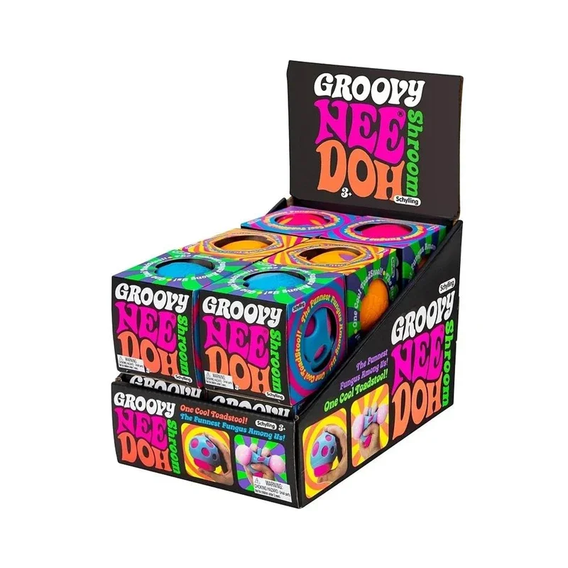 Needoh Groovy Shroom Squeeze Toy Maltose Filled Hand Grip Fidget Sensory Toy Soft Stress Ball Non-toxic Anxiety Relief ADHD Gift