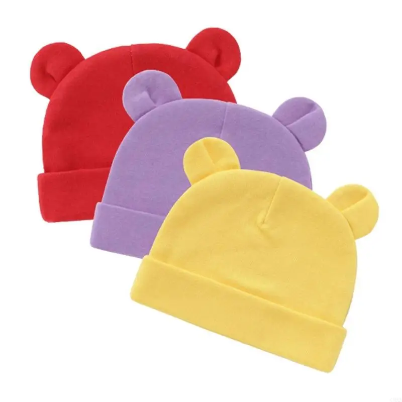 C5AA Ears Baby Hat Autumn And Winter Knitted Cotton Hat Winter Warm Picture Prop