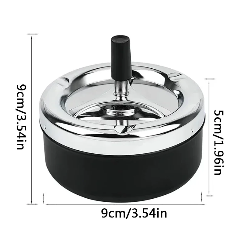 Cool Ashtray Stainless Steel Push Down Spinning Ashtray Self-Cleaning Ashtray With Lid Cover Ash Tray for Cigarette Smoking