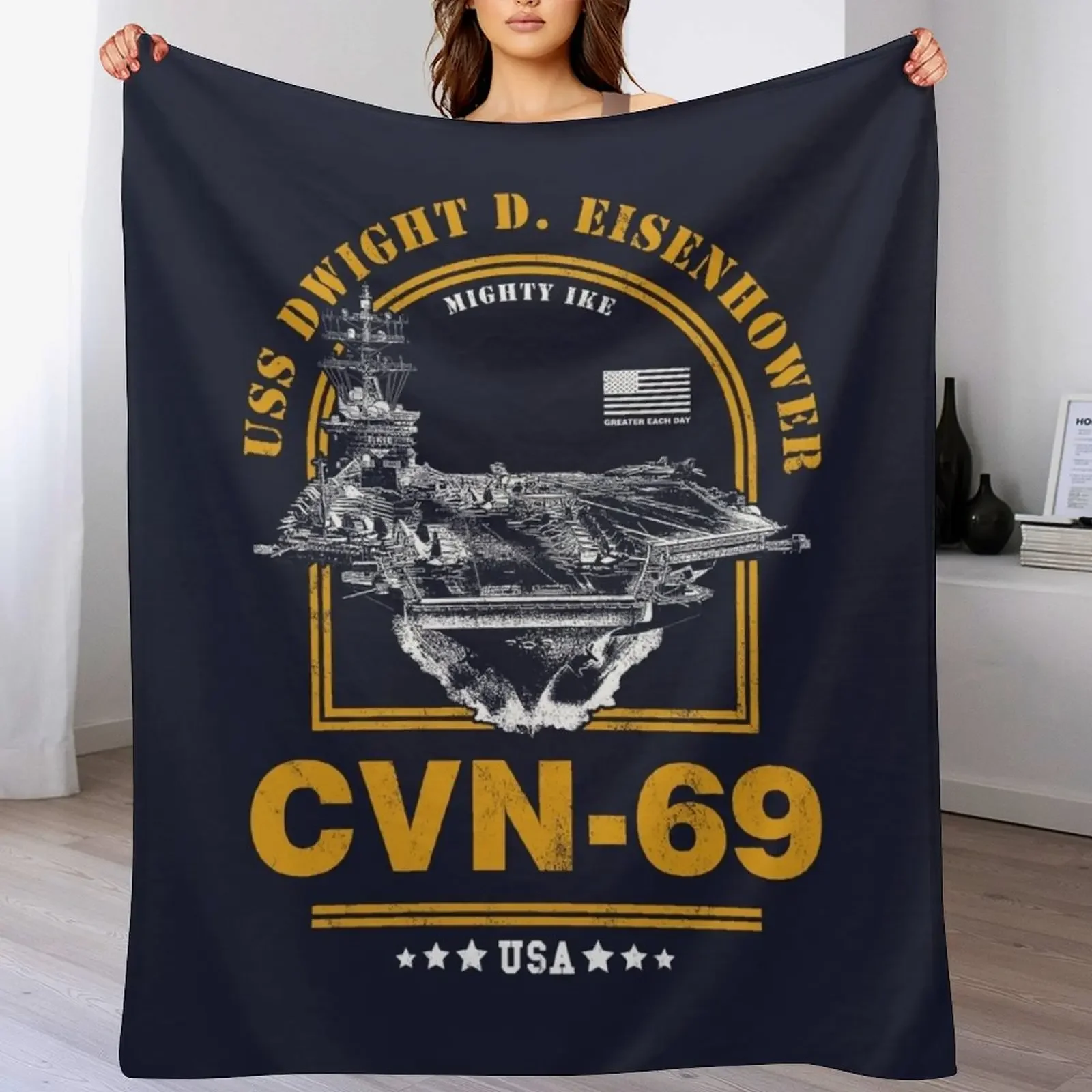 

CVN-69 USS Dwight D. Eisenhower Throw Blanket Softest For Decorative Sofa Summer Kid'S Blankets