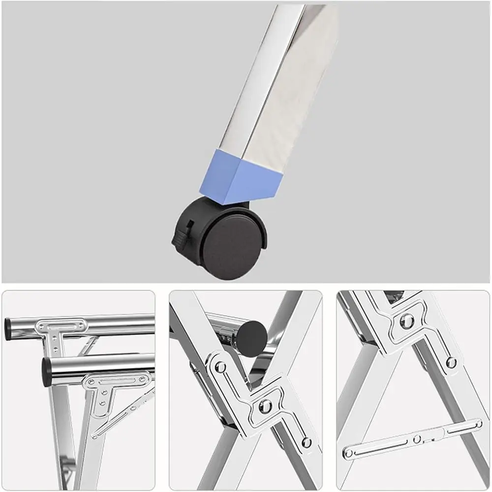 Adjustable Stainless Steel Folding Laundry Drying Rack with Wheels for Indoor and Outdoor Use