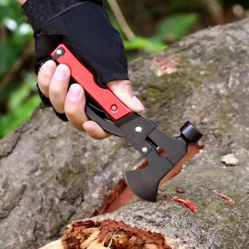 Multifunctional Small Axe Hammer Camping Pocket Knife Pliers Mini Portable for Hunting Camping Survival Outdoor Folding Tool