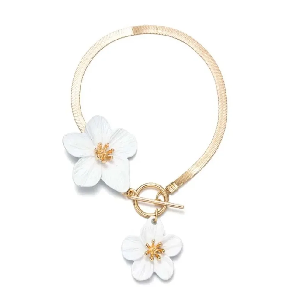 Fashion Jewelry Flower Pendant Sumulation Flower Anklet Snake Bone Chain 3D Foot Chain Gifts